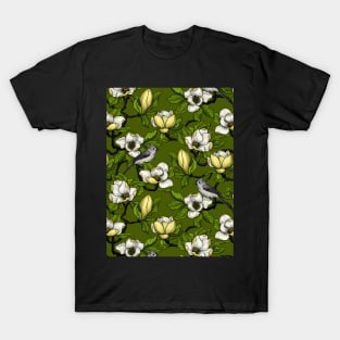 Blooming magnolia and titmouse bird 2 T-Shirt